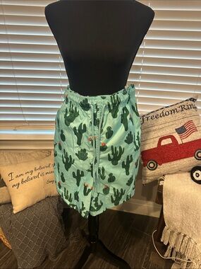 George Mint Green Cactus Print Swim Trunks